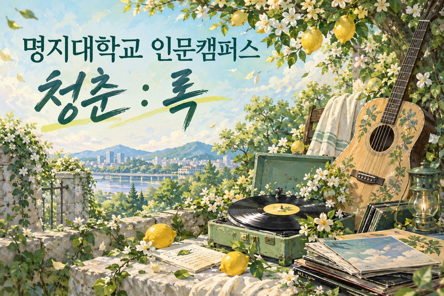 명지대학교 인문캠퍼스 청춘 : 록 창작 표지 일러스트